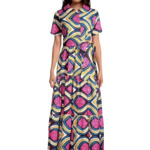 Elisamama Bisi Cotton Tiered Shirt Dress Size Large